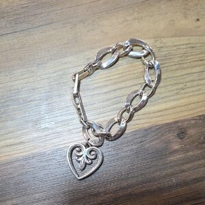 Brighton Silver-Tone Heart Charm Link Bracelet